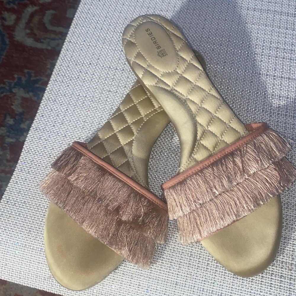 Birdies The Sparrow Fringe Slide Sandal In Blush Pink Sz 9.5